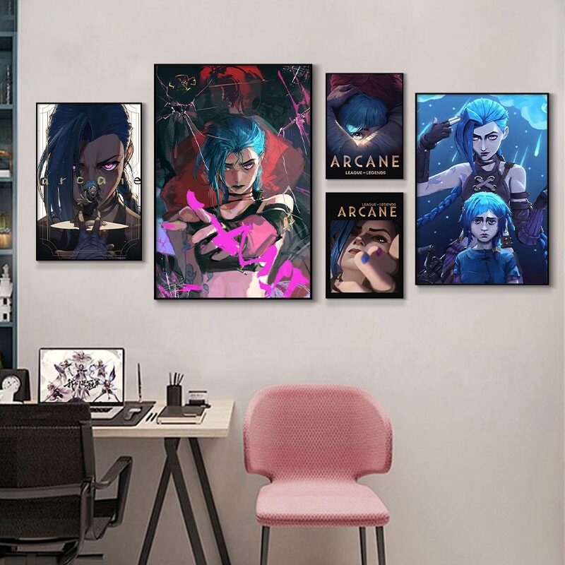 Esports Y Gaming - Poster Arcane Jinx Close-Up su Tela