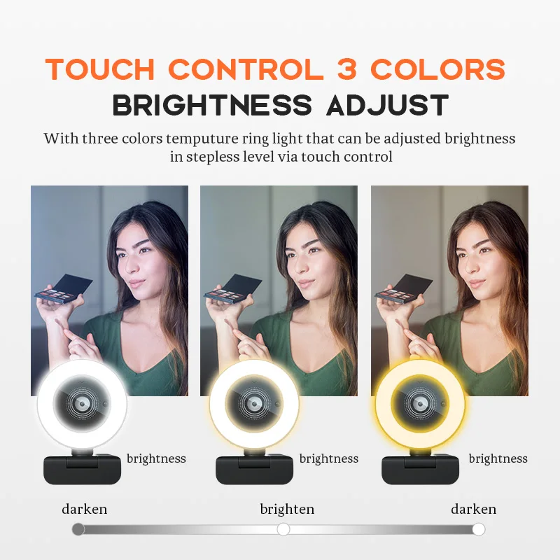 Webcam Ring Light - Webcam 2K con Autofocus e Luce